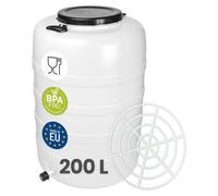 Garronda 200L avec robinet et anneau de pression Fût à col large Fût d'ensilage Fût à bagages Fût de fermentation Récipient de fermentation Fût à fourrage (blanc)