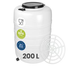 Garronda 200L avec robinet et anneau de pression Fût à col large Fût d'ensilage Fût à bagages Fût de fermentation Récipient de fermentation Fût à fourrage (blanc)