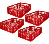 Garronda 4 pièces Eurobox aérée 69x47x20 cm Caisses de boulangerie Conteneurs Euro Boîte de rangement (rouge) GD-CRI-CrateMD1