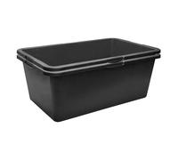 Garronda Bac à mortier rectangulaire en plastique recyclé Noir 80 L Lot de 2, fond renforcé, échelle graduée, bac plastique rectangulaire empilable pour chantier, auge de maçon GD-0169