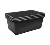 Garronda Bac à mortier rectangulaire en plastique recyclé Noir 80 L Lot de 3, fond renforcé, échelle graduée, bac plastique rectangulaire empilable pour chantier, auge de maçon GD-0169