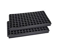Garronda Bac à Semis, Plateau de Semis 112 Cellules, Mini Serre Interieur pour Germination et Culture, Plaque de semis idéal pour Potager, Bac de Germination avec Drainage Lot de 2 (53x32 cm, Noir)