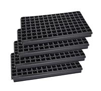 Garronda Bac à Semis, Plateau de Semis 112 Cellules, Mini Serre Interieur pour Germination et Culture, Plaque de semis idéal pour Potager, Bac de Germination avec Drainage Lot de 4 (53x32 cm, Noir)