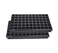 Garronda Bac à Semis, Plateau de Semis 66 Cellules, Mini Serre Interieur pour Germination et Culture, Plaque de semis idéal pour Potager, Bac de Germination avec Drainage Lot de 2 (53x32 cm, Noir)