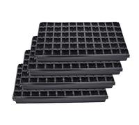 Garronda Bac à Semis, Plateau de Semis 66 Cellules, Mini Serre Interieur pour Germination et Culture, Plaque de semis idéal pour Potager, Bac de Germination avec Drainage Lot de 4 (53x32 cm, Noir)