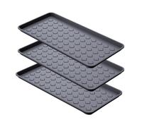 Garronda Bac d'égouttement pour Chaussures Plaques d'écoulement Bac d'égouttement pour Chaussures 72 x 35 cm Bac en PVC en Plastique Porte-Chaussures GD-0052 (Noir - 3 Pièces, 72 x 35 cm)