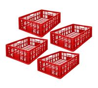 Garronda Bac plastique rectangulaire 69x47x20 cm caisse ouverte empilable ventilée HDPE grande capacité pour stockage transport agriculture entrepôt Boîte de rangement GD-0190 (Rouge) Lot de 4