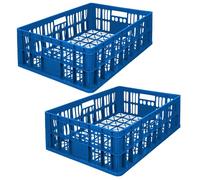Garronda Bac plastique rectangulaire 69x47x20 cm caisse ouverte empilable ventilée HDPE grande capacité pour stockage transport agriculture entrepôt Boîte de rangement GD-0190 (Bleu) Lot de 2