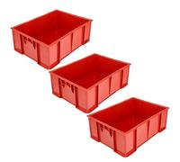 Garronda Boîte de rangement alimentaire 49x36x17 cm caisse plastique empilable HDPE étanche bac de transport professionnel pour stockage viande fruits légumes GD-0191 (Rouge) Lot de 3