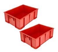 Garronda Boîte de rangement alimentaire 49x36x17 cm caisse plastique empilable HDPE étanche bac de transport professionnel pour stockage viande fruits légumes GD-0191 (Rouge) Lot de 2