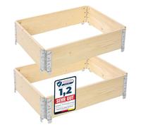 Garronda Carré Potager modulable en Bois Naturel 80x60x20 cm - Jardinière extérieure en palettes, empilable et Pliable, pour Jardin, Plantes, Fleurs, Herbes, Fruits et légumes GD-0141, 2 pièces