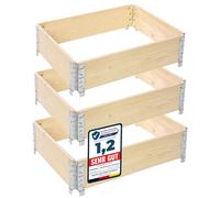 Garronda Carré Potager modulable en Bois Naturel 80x60x20 cm - Jardinière extérieure en palettes, empilable et Pliable, pour Jardin, Plantes, Fleurs, Herbes, Fruits et légumes GD-0141, 3 pièces