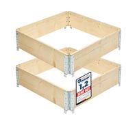 Garronda Carré Potager modulable en Bois Naturel 80x80x20 cm - Jardinière extérieure en palettes, empilable et Pliable, pour Jardin, Plantes, Fleurs, Herbes, Fruits et légumes GD-0141, 2 pièces