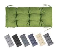 Garronda Coussin de Banc Matelassé Extérieur 120x50 cm Imperméable Épais 10 cm avec Cordons GD-0219 Vert