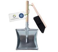 Garronda Ensemble pelle et balayette Noir + Argent - pelle métal manche bois brosse poils PET - Lot de 1 - GD-0010