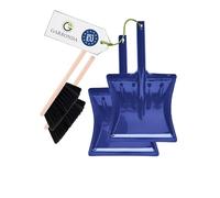 Garronda Ensemble pelle et balayette Noir + Bleu - pelle métal manche métal brosse poils PET - Lot de 2 - GD-0172