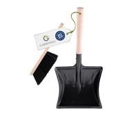 Garronda Ensemble pelle et balayette Noir + Noir - pelle métal manche bois brosse poils PET - Lot de 1 - GD-0010