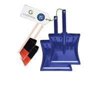 Garronda Ensemble pelle et balayette Noir/Orange + Bleu - pelle métal manche métal brosse poils PET - Lot de 2 - GD-0172