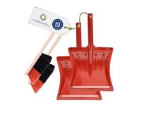 Garronda Ensemble pelle et balayette Noir/Orange + Rouge - pelle métal manche métal brosse poils PET - Lot de 2 - GD-0172