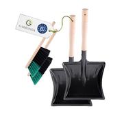Garronda Ensemble pelle et balayette Noir/Vert + Noir - pelle métal manche bois brosse poils PET - Lot de 2 - GD-0010