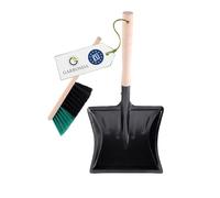 Garronda Ensemble pelle et balayette Noir/Vert + Noir - pelle métal manche bois brosse poils PET - Lot de 1 - GD-0010