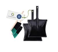 Garronda Ensemble pelle et balayette Noir/Vert + Noir - pelle métal manche métal brosse poils PET - Lot de 2 - GD-0172