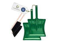 Garronda Ensemble pelle et balayette Noir + Vert - pelle métal manche métal brosse poils PET - Lot de 2 - GD-0172