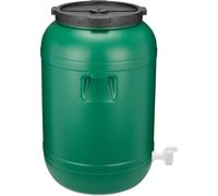 Garronda Fût à col large 120 litres avec robinet Tonneau pour aliments avec couvercle sans joint- BPA- HDPE réservoir pour aliments, eau, stockage, aliments pour animaux, choucroute et cornichons GD-0