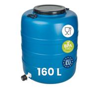 Garronda Fût Alimentaire 160 L avec Robinet en Plastique HDPE, Tonneau de Stockage et Fermentation Bleu GD-0186