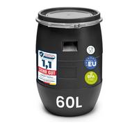 Garronda Fût Alimentaire 60L Sans BPA avec Couvercle à Cerclage Métal - Bidon Eau et Fermentation GD-0078 (Noir)