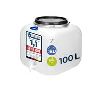 Garronda Fût Alimentaire Carré 100L avec Robinet, HDPE sans BPA avec Couvercle pour Eau et Fermentation GD-0089, Blanc