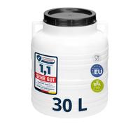 Garronda réservoir d'eau de 30 litres, Baril Alimentaire, fût à Large Ouverture en HDPE et sans BPA, tonneau de Jardin, bac à Aliments pour Animaux, conteneur d'eau, tonneau Universel GD-0078, Blanc