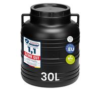 Garronda Fût Alimentaire de 30 litres Noir en Plastique HDPE avec recuperateur d' eau de pluie Jardin GD-0078
