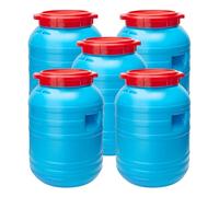Garronda Fût en Plastique de 30 L Fût Alimentaire en Plastique HDPE Récipient pour Jardin GD-0055 Lot de 5 (Bleu, 30 litres)