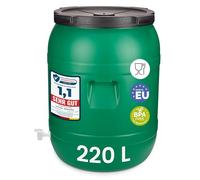 Garronda Fût Plastique Alimentaire 220L sans BPA Récupérateur d'eau GD-0142 | Bidon Alimentaire avec Robinet, Couvercle, Large Ouverture, Réservoir Eau pour Choucroute Croquettes Fermentation et Stockage