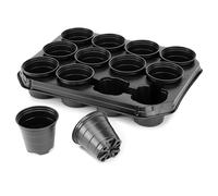 Garronda Kit de Culture Pots de Culture avec Soucoupes pour Plantes d'Intérieur GD-0064 (Noir; Ronde; 1 Pièce, 35x27 cm)