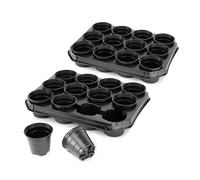 Garronda Kit de Culture Pots de Culture avec Soucoupes pour Plantes d'Intérieur GD-0064 (Noir; Ronde; 2 Pièces, 35x27 cm)