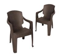 Garronda Lot de 2 Chaises de Jardin Extérieur Empilables Marron GD-0254