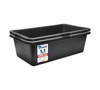 Garronda Lot de 2 Grand Bac à Mortier Rectangulaire 40L Plastique GD-0169 | Seau de Chantier, Auge de Maçon, Fond Rigide, Poignées, Graduée, Empilable, Bac Renforcé pour Sable Eau Construction Jardin