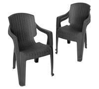 Garronda, lot de 3 chaises de jardin empilables, aspect rotin, modèle GD-0254, couleur anthracite