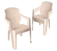 Garronda, lot de 3 chaises de jardin empilables, aspect rotin, modèle GD-0254, couleur beige