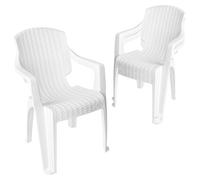 Garronda, lot de 3 chaises de jardin empilables, aspect rotin, modèle GD-0254, couleur blanche