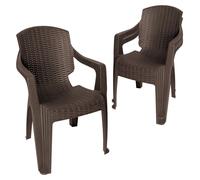 Garronda, lot de 3 chaises de jardin empilables, aspect rotin, modèle GD-0254, couleur marron