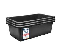 Garronda Lot de 3 Grand Bac à Mortier Rectangulaire 40L Plastique GD-0169 | Seau de Chantier, Auge de Maçon, Fond Rigide, Poignées, Graduée, Empilable, Bac Renforcé pour Sable Eau Construction Jardin
