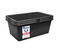 Garronda Lot de 3 Grand Bac à Mortier Rectangulaire 80L Plastique GD-0169 | Seau de Chantier, Auge de Maçon, Fond Rigide, Poignées, Graduée, Empilable, Bac Renforcé pour Sable Eau Construction Jardin