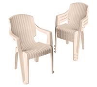 Garronda, lot de 4 chaises de jardin empilables, aspect rotin, modèle GD-0254, couleur beige