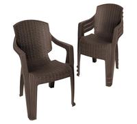 Garronda, lot de 4 chaises de jardin empilables, aspect rotin, modèle GD-0254, couleur marron