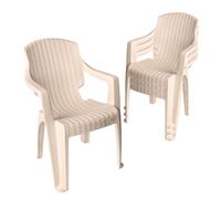 Garronda, lot de 4 chaises de jardin empilables, aspect rotin, modèle GD-0254, couleur beige