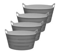 Garronda Lot de 4 seaux flexibles en polypropylène 15 L bacs universels usage maison jardin garage atelier coffre rangement transport poignées intégrées robustes GD-0184, Gris