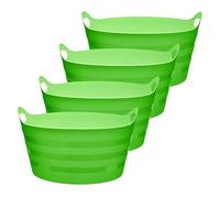 Garronda Lot de 4 seaux flexibles en polypropylène 15 L bacs universels usage maison jardin garage atelier coffre rangement transport poignées intégrées robustes GD-0184, Vert
